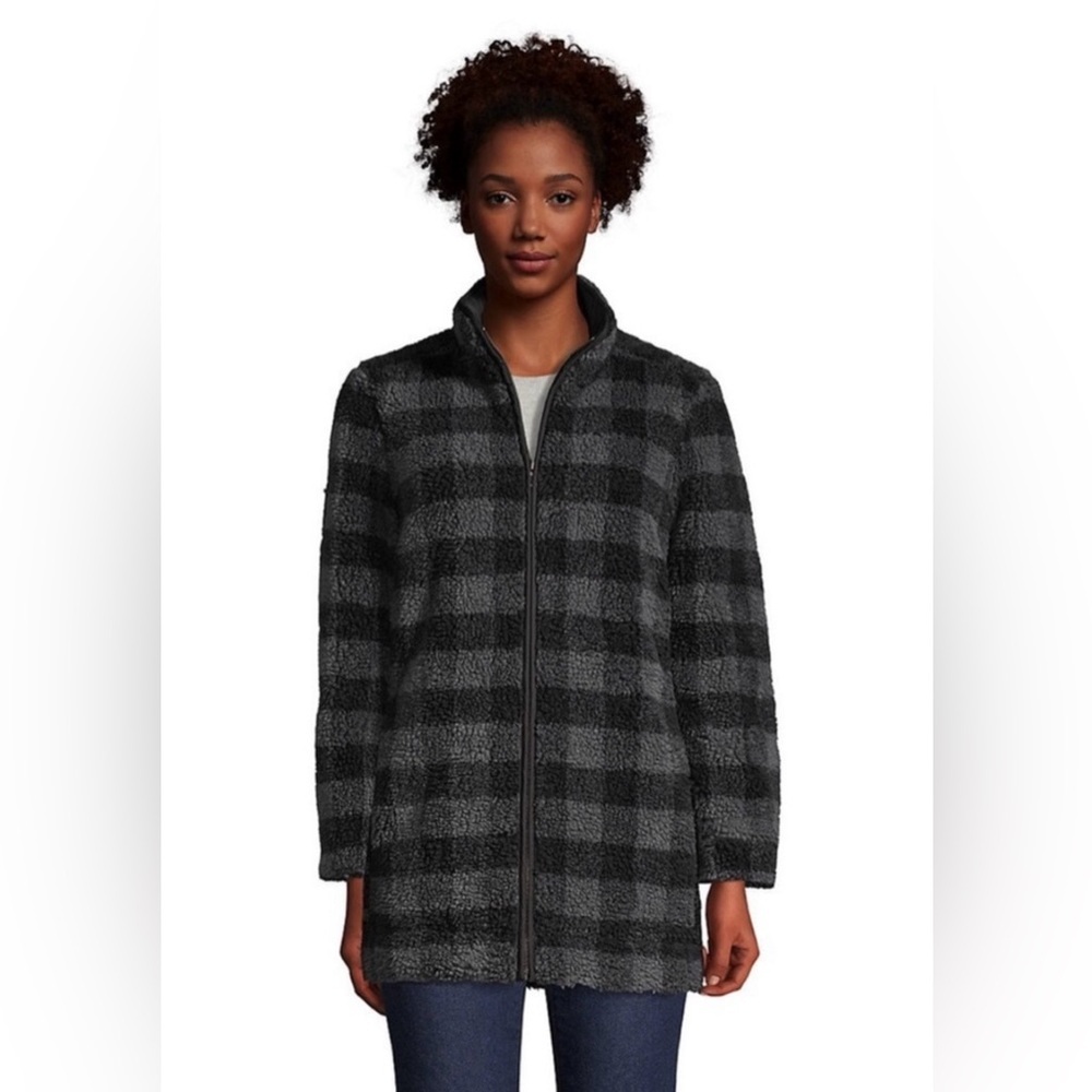 NWT Lands’ End Buffalo Check Coat Size Medium